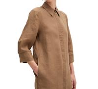 Hemdblusenkleid MARC O'POLO "mit nahtfeinem Reißverschluss", Damen, Gr. 34, Normalgrößen, braun (burnt braun), Obermaterial: 100% Leinen. Futter: 100% Baumwolle, unifarben, loose fit knielang, normale