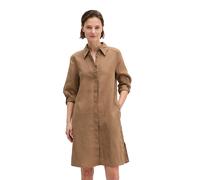 Hemdblusenkleid MARC O'POLO "mit nahtfeinem Reißverschluss", Damen, Gr. 36, Normalgrößen, burnt braun, Obermaterial: 100% Leinen; Futter: 100% Baumwolle, unifarben, loose fit knielang, normaler Saum,