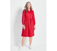 Sommerkleid GOLDNER "Kurzgröße Hemdblusenkleid mit Bindegürtel", Damen, Gr. 23, K-Gr, rot, Obermaterial: 80% Baumwolle CO. 18% Polyamid PA. 2% Elasthan EL., figurumspielend, Manschette, Kleider Sommer