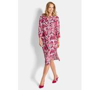 Hemdblusenkleid mit Blätterprint pink 42