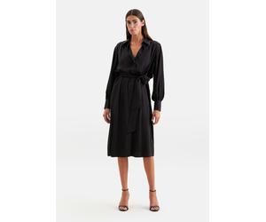 Hemdblusenkleid mit Kräuseln und Volumenärmeln Schwarz 38 (60.854775-0039-38)