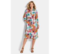 Hemdblusenkleid mit Leo Print und Blumen bunt 42