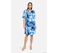 Hemdblusenkleid mit Print Weiß/Dunkelblau 46