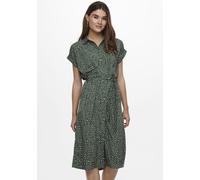 Hemdblusenkleid ONLY "ONLHANNOVER S/S SHIRT DRESS NOOS WVN", Damen, Gr. 36 (S), N-Gr, grün (laurel wreath aop animal), Web, Obermaterial: 100% Polyester, animal-print, gemustert, Kleider, Sommerkleid