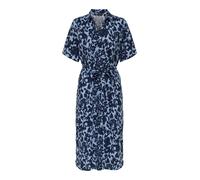 Hemdblusenkleid ONLY "ONLYASMIN S/S SHIRT DRESS WVN NOOS", Damen, Gr. L, N-Gr, serenity print:tania flower dressblau, Web, Obermaterial: 100% Viskose, bedruckt, regular fit Midi, Rundhals, Kleider (15