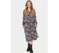 Hemdblusenkleid SAINT TROPEZ "BlancaSZ LS Dress", Damen, Gr. L (40), N-Gr, schwarz (schwarz zebra graphic), Web, Obermaterial: 100% Viskose, gemustert, V-Ausschnitt, Kleider Hemdblusenkleid, Sommerkle