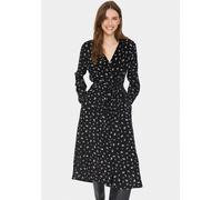 Hemdblusenkleid SAINT TROPEZ "BlancaSZ LS Dress", Damen, Gr. XL (42), N-Gr, schwarz-weiß (schwarz ice iris), Web, Obermaterial: 100% Viskose, gemustert, V-Ausschnitt, Kleider Hemdblusenkleid, Sommerkl