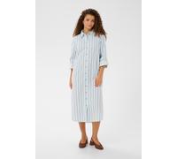 Hemdblusenkleid SAINT TROPEZ "ZalindaSZ Shirt Dress", Damen, Gr. L, N-Gr, skyway ice stripe, Web, Obermaterial: 100% Baumwolle, gestreift, ca. Mitte Wade, mit Aufschlag, Kleider (24977105-L) skyway ic