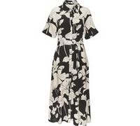 Hemdblusenkleid schwarz-sand bedruckt 42