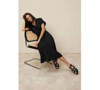 Hemdblusenkleid TAMARIS, Damen, Gr. 34, N-Gr, schwarz, Web, Obermaterial: 100% Viskose, unifarben, tailliert ca. Mitte Wade, V-Ausschnitt, Umschlagsaum, Kleider, aus gewebter Viskose, mit Knopfleiste 