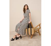 Hemdblusenkleid TAMARIS, Damen, Gr. 42, N-Gr, schwarz (schwarz sand), Web, Obermaterial: 100% Viskose, gemustert, tailliert ca. Mitte Wade, V-Ausschnitt, Kleider, aus Viskose, für Frühling und Sommer,