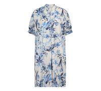 Hemdblusenkleid VERA MONT "Damen mit Knopfleiste", Damen, Gr. 38, Normalgrößen, beige, blau, Obermaterial: 97% Baumwolle, 3% Elasthan, figurumspielend kurz, V-Ausschnitt, Kleider (88201638-38) beige,