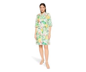 Hemdblusenkleid VERA MONT "Damen mit Taschen", Damen, Gr. 36, Normalgrößen, grün, nature, Obermaterial: 97% Baumwolle, 3% Elasthan, gerade kurz, Rundhals, Kleider (68331237-36) grün, nature