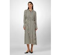 Hemdblusenkleid Y.A.S "YASKAYA LS LONG SHIRT DRESS S. NOOS", Damen, Gr. 36, N-Gr, birch stripes:schwarz stripe, Web, Obermaterial: 85% Viskose, 15% Nylon, gestreift, regular fit knöchellang, Kleider H