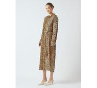 Hemdblusenkleid Y.A.S "YASKAYA LS LONG SHIRT DRESS S. NOOS", Damen, Gr. 36, N-Gr, braun (nomad aop:leonora print), Web, Obermaterial: 85% Viskose, 15% Nylon, bedruckt, regular fit knöchellang, Kleider