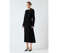 Hemdblusenkleid Y.A.S "YASKAYA LS LONG SHIRT DRESS S. NOOS", Damen, Gr. 42, N-Gr, schwarz, Web, Obermaterial: 85% Viskose, 15% Nylon, unifarben, regular fit knöchellang, Kleider Hemdblusenkleid, Somme