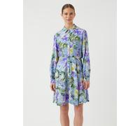 Hemdblusenkleid Y.A.S "YASKAYA LS SHIRT DRESS S. NOOS", Damen, Gr. 34, N-Gr, transparent (clear sky aop:alicca), Web, Obermaterial: 85% Viskose, 15% Nylon, bedruckt, regular fit knielang, Kleider Hemd