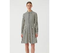Hemdblusenkleid Y.A.S "YASKAYA LS SHIRT DRESS S. NOOS", Damen, Gr. 36, N-Gr, beige (birch stripes:schwarz stripes), Web, Obermaterial: 85% Viskose, 15% Nylon, gestreift, regular fit knielang, Kleider