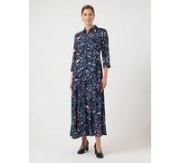 Hemdblusenkleid Y.A.S "YASSAVANNA LONG SHIRT DRESS", Damen, Gr. M, N-Gr, bunt (sargasso sea aop:liro), Web, Obermaterial: 100% Viskose, bedruckt, relaxed fit lang, V-Ausschnitt, Kleider, Viskose, loos