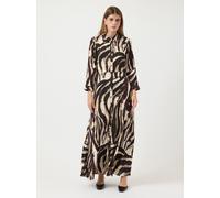 Hemdblusenkleid Y.A.S "YASSAVANNA LONG SHIRT DRESS", Damen, Gr. M, N-Gr, sandshell aop:zebra print, Web, Obermaterial: 100% Viskose, animal-print, bedruckt, relaxed fit lang, Kleider, Sommerkleid, mit
