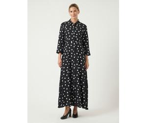 Hemdblusenkleid Y.A.S "YASSAVANNA LONG SHIRT DRESS", Damen, Gr. M, N-Gr, schwarz aop:weiß dots, Web, Obermaterial: 100% Viskose, bedruckt, relaxed fit lang, Kleider, Sommerkleid, mit 3/4 Ärmel (181288