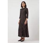 Hemdblusenkleid Y.A.S "YASSAVANNA LONG SHIRT DRESS", Damen, Gr. M, N-Gr, chocolate braun stripes:schwarz, Web, Obermaterial: 100% Viskose, gestreift, modisch, relaxed fit lang, 3/4-Ärmel, Kleider, Som