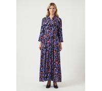 Hemdblusenkleid Y.A.S "YASSAVANNA LONG SHIRT DRESS", Damen, Gr. S, N-Gr, blau (skipper blau aop:liro print), Web, Obermaterial: 100% Viskose, bedruckt, relaxed fit lang, Kleider Hemdblusenkleid, Somme