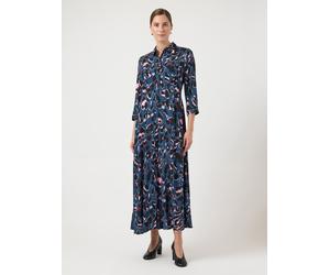 Hemdblusenkleid Y.A.S "YASSAVANNA LONG SHIRT DRESS", Damen, Gr. S, N-Gr, bunt (sargasso sea aop:liro), Web, Obermaterial: 100% Viskose, bedruckt, relaxed fit lang, V-Ausschnitt, Kleider, Viskose, loos