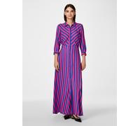 Hemdblusenkleid Y.A.S "YASSAVANNA LONG SHIRT DRESS", Damen, Gr. XL, N-Gr, bunt (fuchsia fedora stripes:blau lolite), Web, Obermaterial: 100% Viskose, gestreift, relaxed fit lang, Kleider, Sommerkleid,