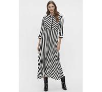 Hemdblusenkleid Y.A.S "YASSAVANNA LONG SHIRT DRESS", Damen, Gr. XL, N-Gr, schwarz-weiß (schwarz with weiß stripes), Web, Obermaterial: 100% Viskose, gestreift, relaxed fit lang, Kleider, Sommerkleid,