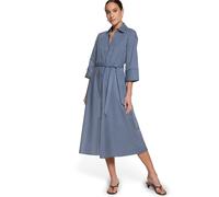 Hemdblusenkleid ZERO "Damen mit 3/4 Arm", Damen, Gr. 44, Normalgrößen, dunkelblau, weiß, Obermaterial: 98% Baumwolle, 2% Elasthan, A-Linie lang, Kleider, Bindegürtel (90359619-44) dunkelblau, weiß