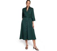 Hemdblusenkleid ZERO "Damen mit 3/4 Arm", Damen, Gr. 44, Normalgrößen, grün forest, Obermaterial: 71% Baumwolle, 26% Polyamid, 3% Elasthan, A-Linie lang, Kleider, Bindegürtel (44013319-44) grün forest