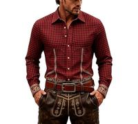 Hemden Für Herren Langarm, Festliches Button-Down-Hemd mit lässigem Kragen, perfekt für Oktoberfest andere Veranstaltungen. Langärmlig, atmungsaktiv, bequem klassisch-stilvoll - ideal für jeden
