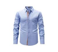 Hemden für Herren Langarm, Hemd Herren mit Umlegekragen Einfarbig Hemdjacke, Slim Fit Herrenhemd Lässige Moderne Freizeithemd Alltag, Outdoor Business Musselin Hemd Shirt für Alltag und Freizeit