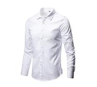 Hemden für Herren - Weißes Hochzeitskleid, T-Shirt, normale Passform, langärmelig, Button-Down-Revers, Hemd, Büro, Business, Arbeit, Hemd, Freizeit, Party, Bluse, leichtes Freizeit-T-Shirt, Stretch,