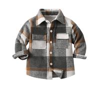 Hemden für Jungen Kinder Kleinkind Baby Langarm Flanell Kariertes Freizeithemd mit Tasche&Polokragen Casual Oberteil Shirt Tops Baumwolle Button-down Hemd Jacke Holzfällerhemd Sweatjacke