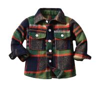 Hemden für Jungen Kinder Kleinkind Baby Langarm Flanell Kariertes Freizeithemd mit Tasche Polokragen Baumwolle Casual Oberteil Shirt Button-down Hemd Jacke Tops Holzfällerhemd Sweatjacke