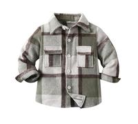 Hemden für Jungen Kinder Kleinkind Baby Langarm Flanell Kariertes Freizeithemd mit Tasche&Polokragen Casual Oberteil Shirt Tops Baumwolle Button-down Hemd Jacke Holzfällerhemd Sweatjacke
