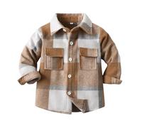 Hemden für Jungen Kinder Kleinkind Baby Langarm Flanell Kariertes Freizeithemd mit Tasche&Polokragen Casual Oberteil Shirt Tops Baumwolle Button-down Hemd Jacke Holzfällerhemd Sweatjacke