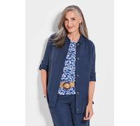 Hemdbluse GOLDNER "Viskose Hemdjacke Langarm", Damen, Gr. 40, blau (marine), Obermaterial: 49% Lyocell CLY. 38% Viskose CV. 13% Polyamid PA., gerade, Manschette, Blusen Hemdbluse, Sonstige (33131208-4