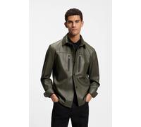 Hemdjacke BOSS GREEN "Porsche Spirit 70 Capsule Collection", Damen, Gr. XXL, open grün347, Obermaterial: 100% Lammleder, unifarben, regular fit normal, Jacken Hemdjacke, aus Nappaleder, Premium Herren