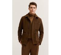 Hemdjacke BUGATTI "Regular Fit", Herren, Gr. 52, 80, braun, 75% Wolle, 25% Polyester, unifarben, casual, regular fit, Langarm, Jacken, mit Umlegekragen & Knopfleiste (70618535-52) 80, braun