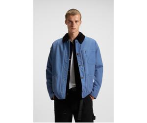 Hemdjacke HUGO BLUE "Brams", Herren, Gr. XXL, open blau472, Web, Obermaterial: 100% Baumwolle, unifarben, oversize normal, Rundhals, 1-Knopf-Manschette mit Schlitz, Jacken, Cordkragen, Oversized Fit,