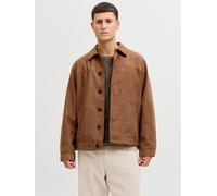 Hemdjacke JACK & JONES "JJECASABLANCA SHACKET SN", Herren, Gr. L, tobacco braun, Web, Obermaterial: 100% Polyester, unifarben, normal, Jacken, mit auffälliger Knopfleiste (84742307-L) tobacco braun