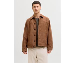 Hemdjacke JACK & JONES "JJECASABLANCA SHACKET SN", Herren, Gr. XS, braun (tobacco braun), Web, Obermaterial: 100% Polyester, unifarben, normal, Jacken, mit auffälliger Knopfleiste (84742307-XS) tobacc