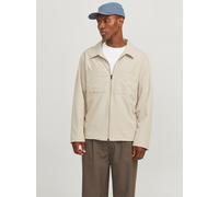 Hemdjacke JACK & JONES "JJEPERFECT SHACKET SN", Herren, Gr. XL, gelb (moonbeam), Web, Obermaterial: 92% Polyester, 8% Elasthan, unifarben, regular fit taillenbedeckt, ohne Ausschnitt, gerader Abschlus