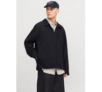 Hemdjacke JACK & JONES "JJEPERFECT SHACKET SN", Herren, Gr. XS, schwarz, Web, Obermaterial: 92% Polyester, 8% Elasthan, unifarben, regular fit taillenbedeckt, ohne Ausschnitt, gerader Abschluss, Jacke