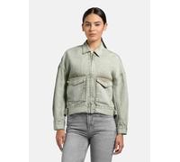 Hemdjacke KHUJO "Nelina", Damen, Gr. L (40), seagrün, Material: 100% Baumwolle, lässig geschnitten hüftlang, Rundhals, Ärmel ohne Ärmelschlitz verstellbar, Jacken, Oversize Jeansjacke (77108050-L) sea