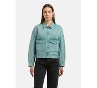 Hemdjacke KHUJO "Nelina", Damen, Gr. XXL (44), teal, Material: 100% Baumwolle, lässig geschnitten hüftlang, Rundhals, Ärmel ohne Ärmelschlitz verstellbar, Jacken, Oversize Jeansjacke (15976627-XXL) te