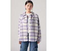 Hemdjacke LEVI'S KIDS "LVG OVERSIZED PLAID SHACKET", Mädchen, Gr. 14 (158), lila (heirloom lila), Fleece, Obermaterial: 100% Polyester, kariert, oversize normal, 1-Knopf-Manschette, Jacken, mit karier